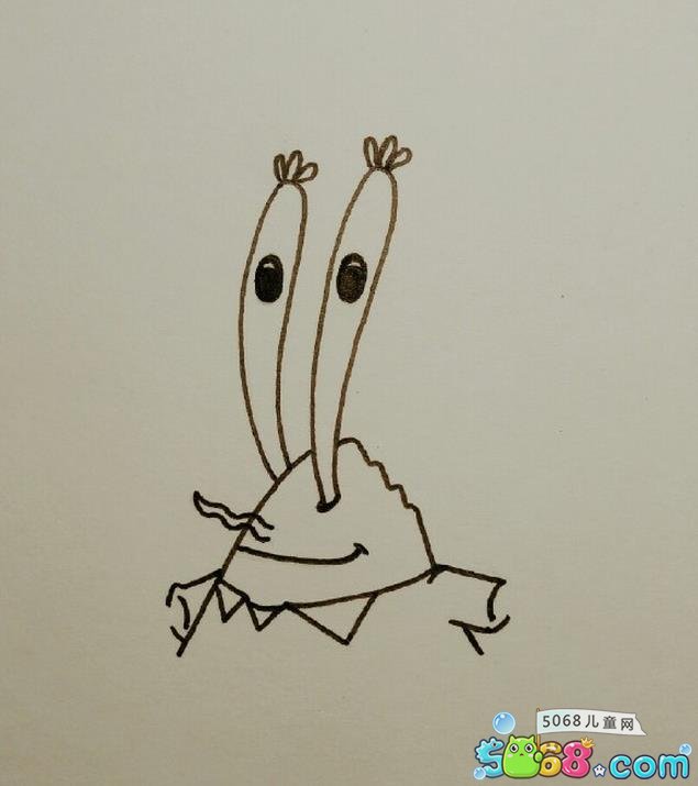 开心的蟹老板卡通画海绵宝宝绘画教程(2)
