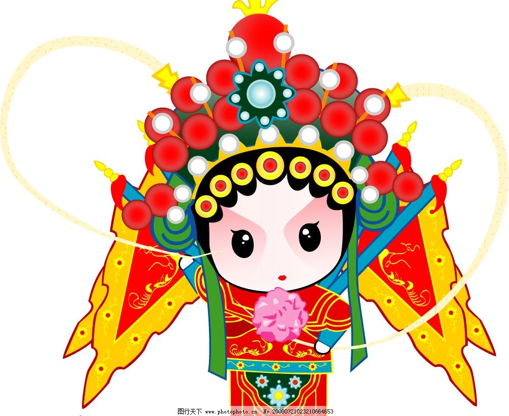 武旦 京剧人物 q版 矢量人物 职业人物 q版京剧脸谱 矢量图库   ai