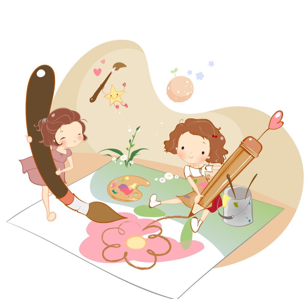 在绘图纸上画画的女生图片