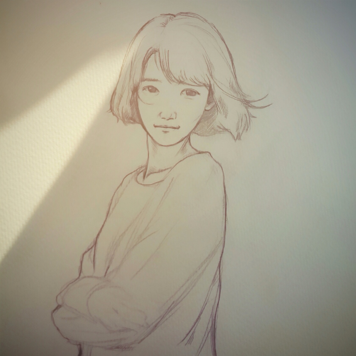 手绘 头像 女生 短发 素描 小清新 文艺