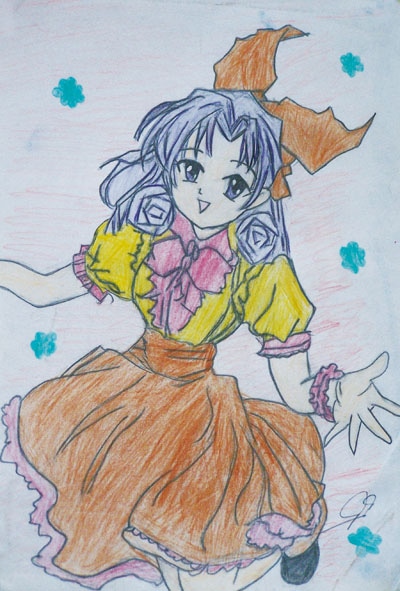 卡通人物铅笔画图片-可爱的小女生