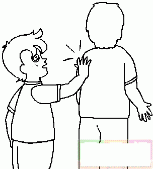 小男孩在路上和朋友打招呼简笔画