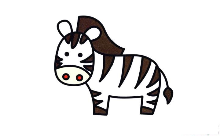 彩色简笔画斑马的图片教程