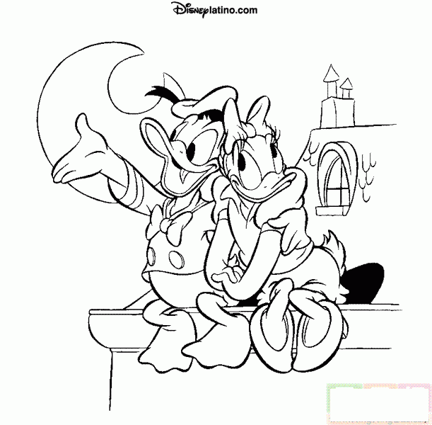 一对唐老鸭约会简笔画