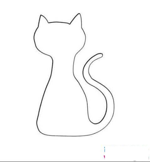 线描猫的轮廓简笔画
