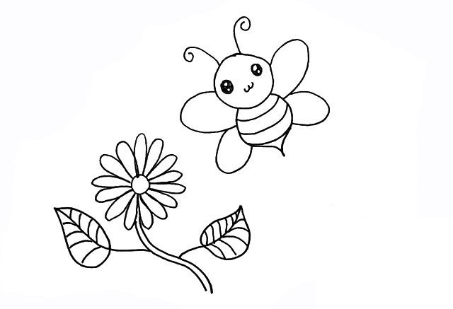勤劳的小蜜蜂简笔画画法