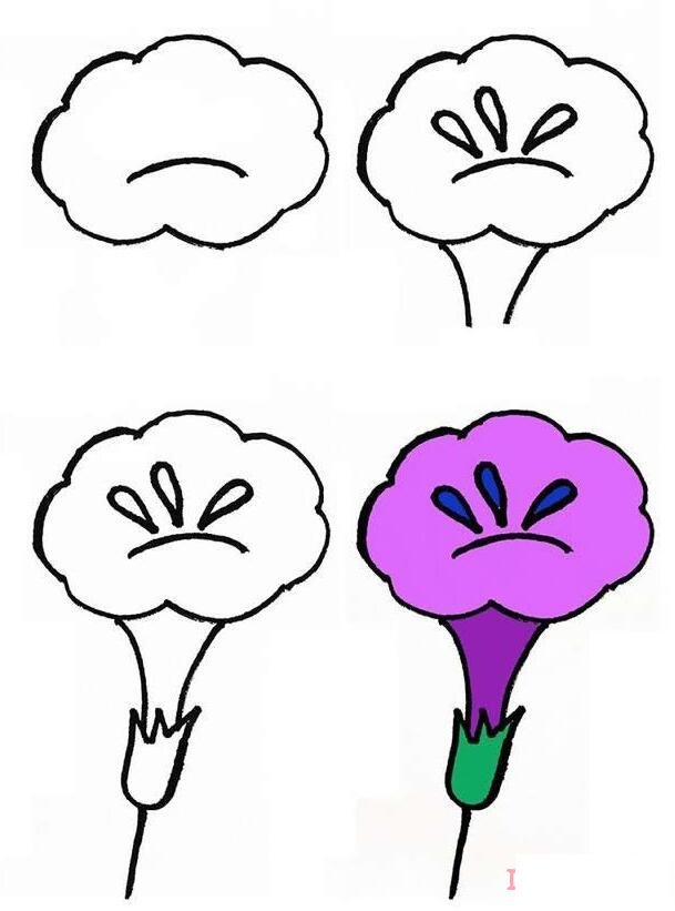 简单牵牛花的画法步骤图 涂色喇叭花简笔画图片