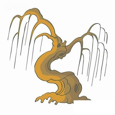 春天柳树简笔画彩色图片