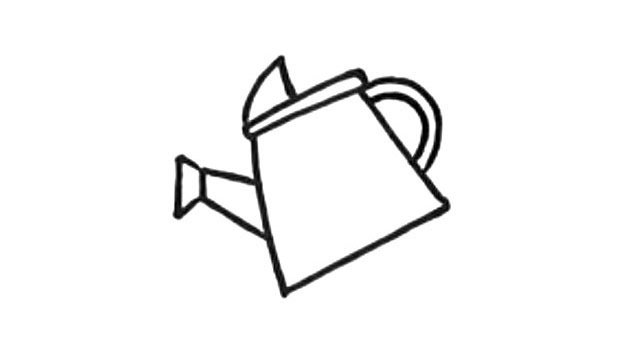 给土地里的树苗浇水简笔画