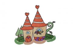 一步步教你学画橘子小屋简笔画教程