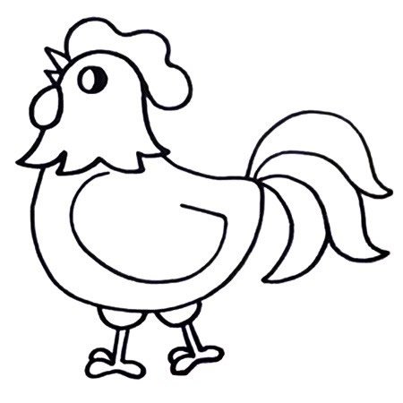 六步画出公鸡简笔画彩色图片