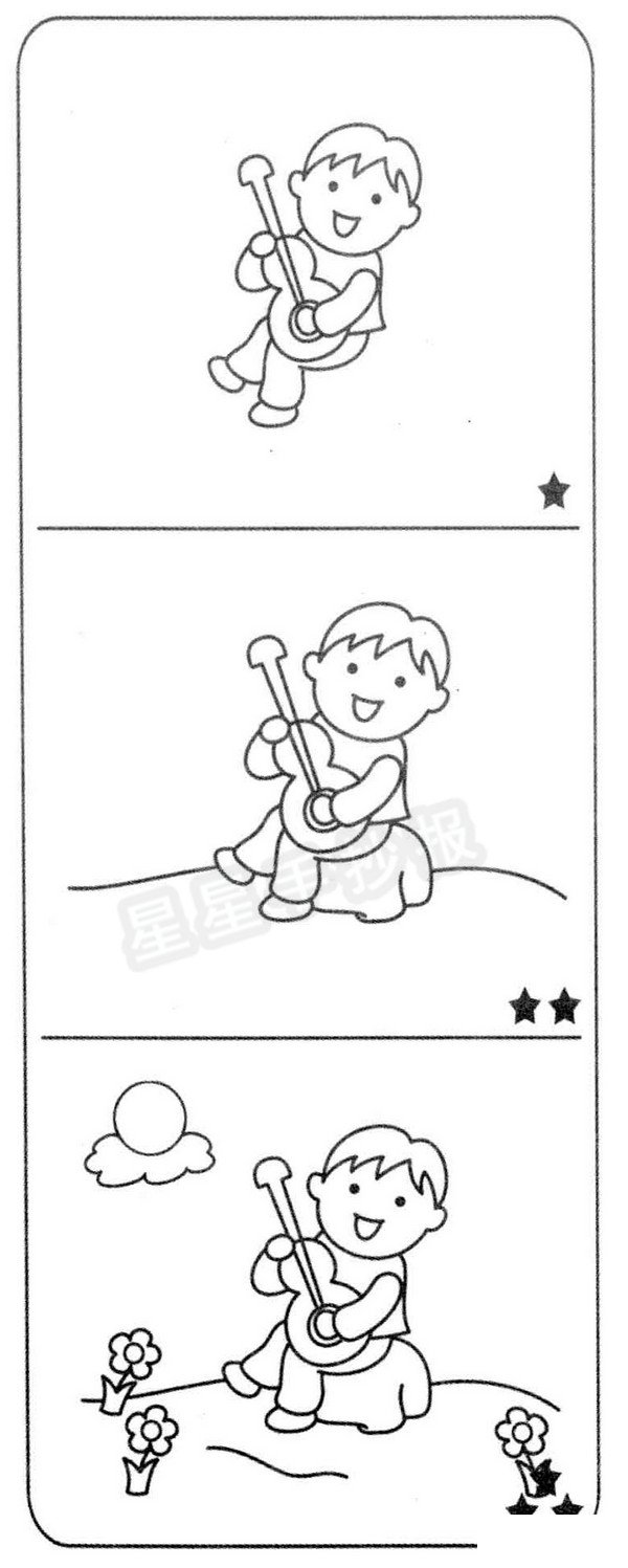 弹吉他简笔画