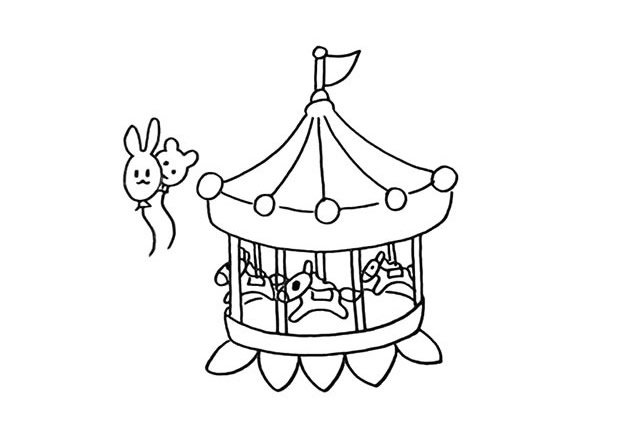 旋转木马简笔画