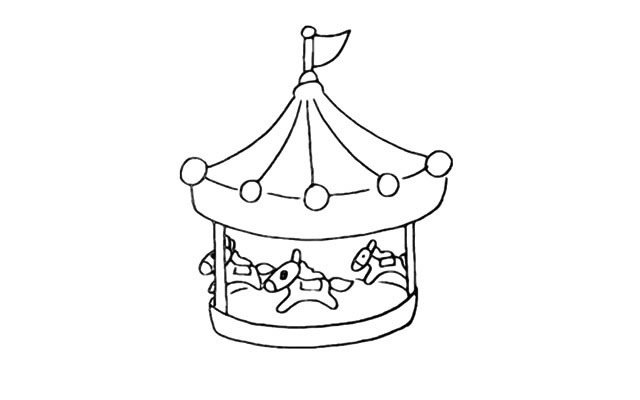 旋转木马简笔画