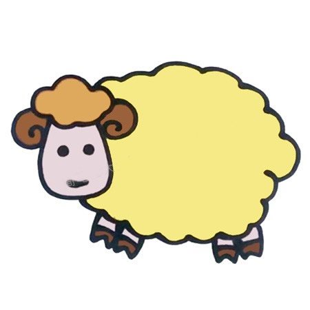 六步画出小羊简笔画彩色图片