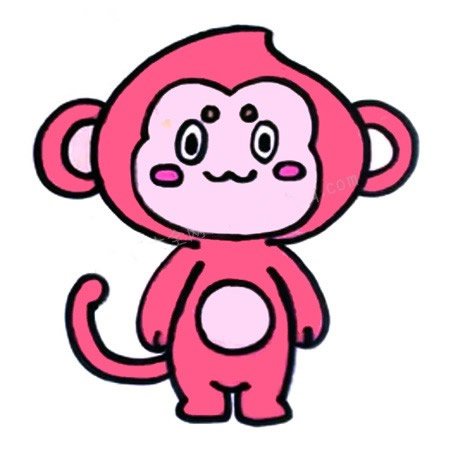 六步画出猴子简笔画彩色图片