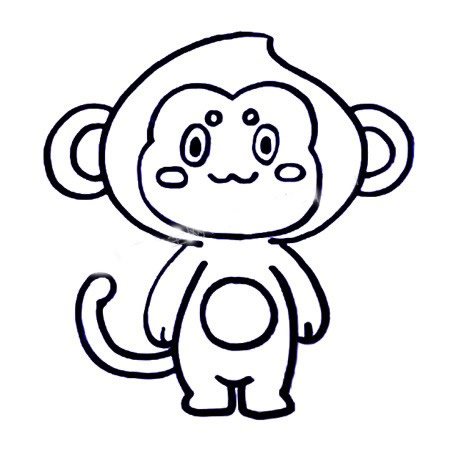 六步画出猴子简笔画彩色图片