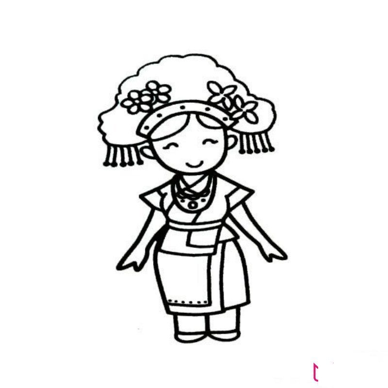 高山族少女简笔画