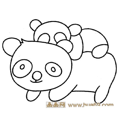 大熊猫母女简笔画