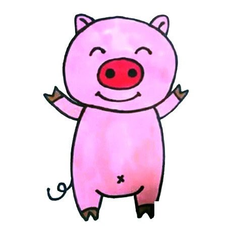 七步画出小猪简笔画彩色图片