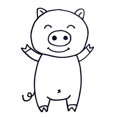 七步画出小猪简笔画彩色图片