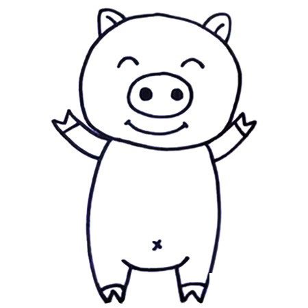 七步画出小猪简笔画彩色图片