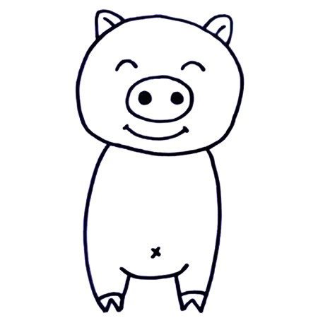 七步画出小猪简笔画彩色图片