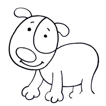 六步画出小狗简笔画彩色图片