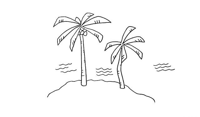 椰岛上的椰树简笔画