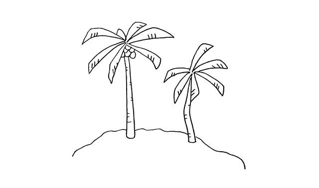 椰岛上的椰树简笔画