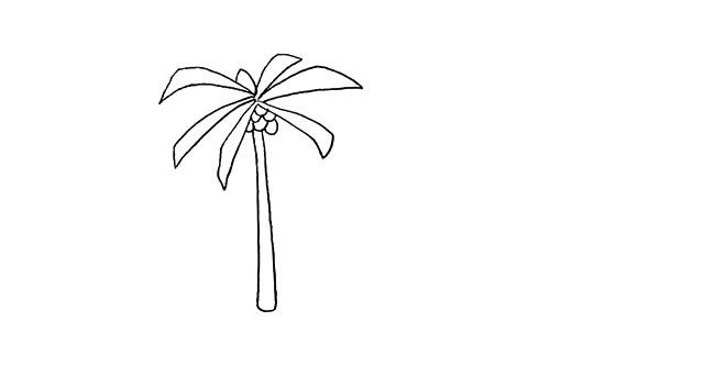 椰岛上的椰树简笔画