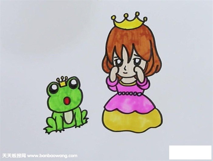 公主与青蛙王子简笔画