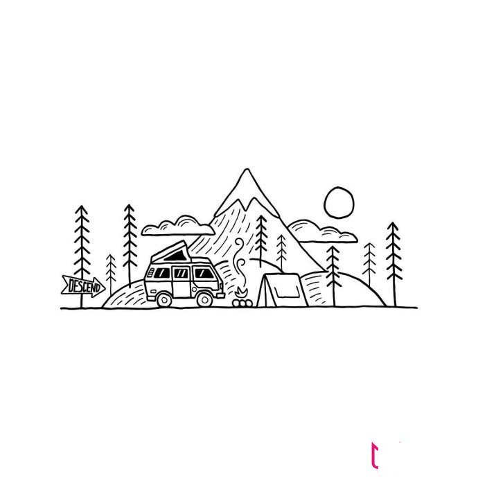简约的风景简笔画图片，一路的风景