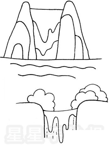 瀑布简笔画怎么画