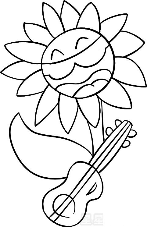 吉他花儿简笔画