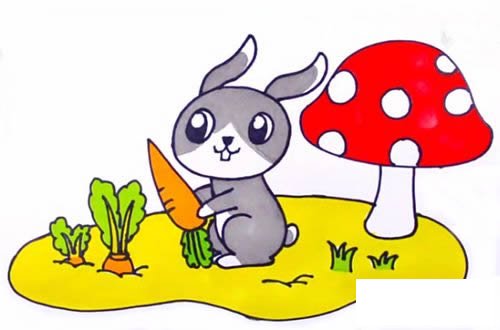 偷萝卜的兔子简笔画步骤教程