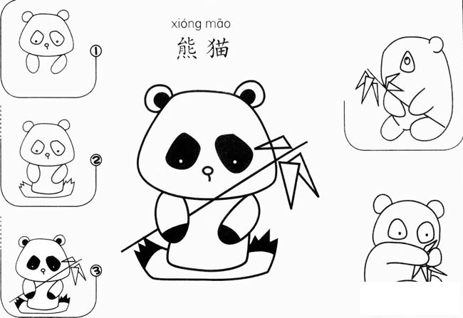 大熊猫怎么画简笔画图片
