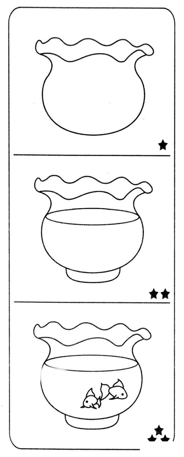金鱼鱼缸简笔画