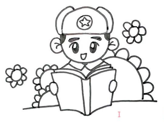 读书的小雷锋怎么画多彩可爱_雷锋简笔画图片
