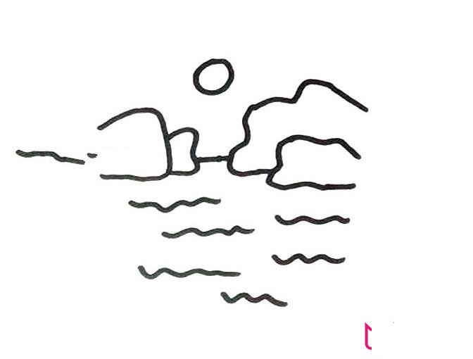 海上风景简笔画图片，好看的大海简笔画