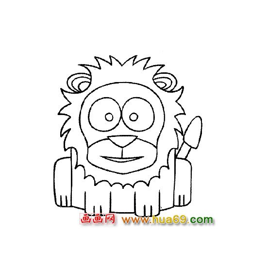 可爱的狮子（简笔画）1