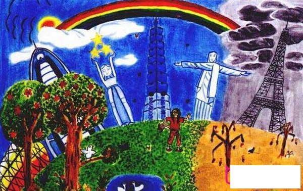 好看的儿童画画图片，彩虹之国