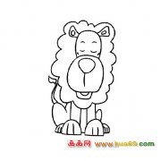 动物简笔画：闭眼睛的狮子
