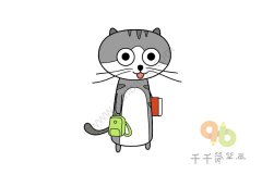 上学的猫简笔画步骤图