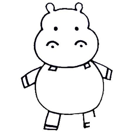 四步画出河马简笔画彩色图片