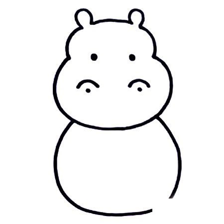 四步画出河马简笔画彩色图片