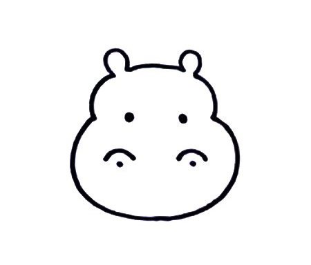四步画出河马简笔画彩色图片