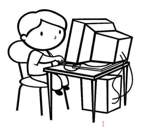 小男孩玩电脑怎么画简笔画图片简单好看