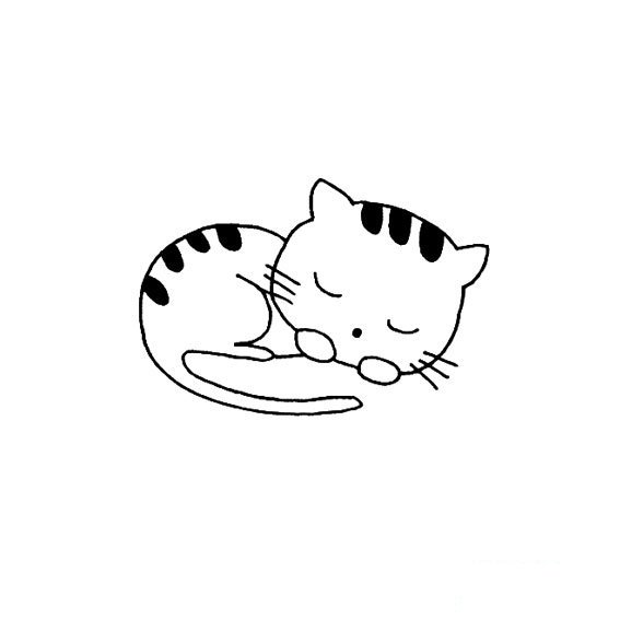 睡大觉的小花猫画法