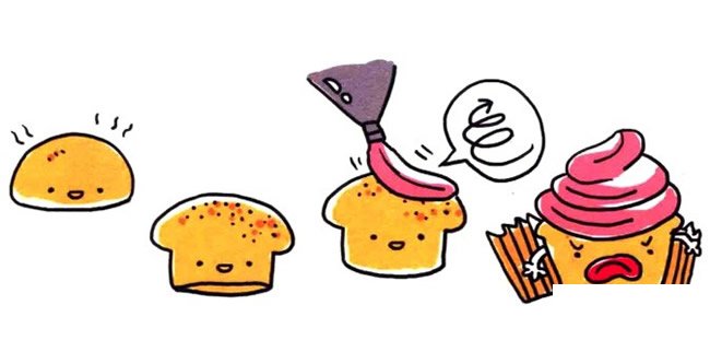 四步画出小纸杯蛋糕简笔画图片